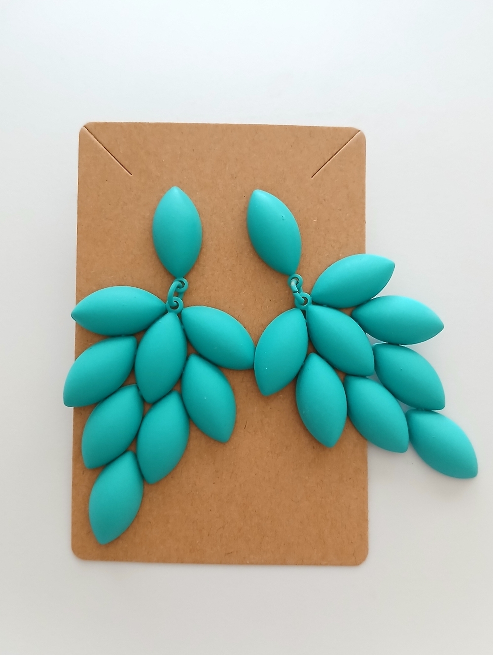 Fashion Jewelry Turquoise Teardrop Cluster Dangle Earrings - Picture 2 of 3